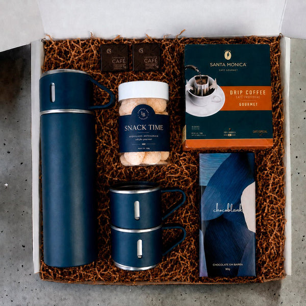 Kit Presente Corporativo Garrafa Termica e Drip Coffee Santa Monica - LeBlank Corporativo