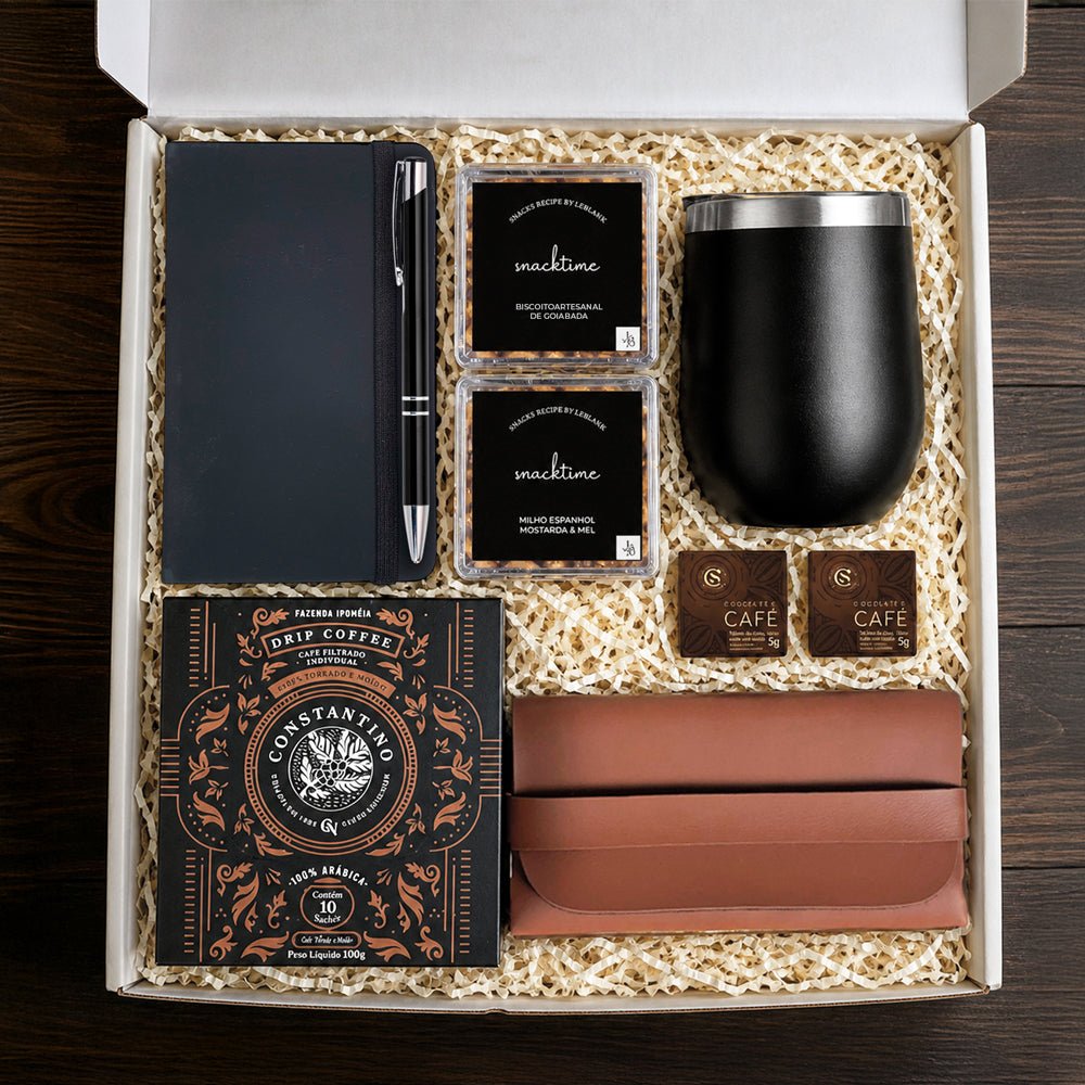 Kit Presente Corporativo Office Cafe com Copo de Ceramica Personalizado - LeBlank Corporativo
