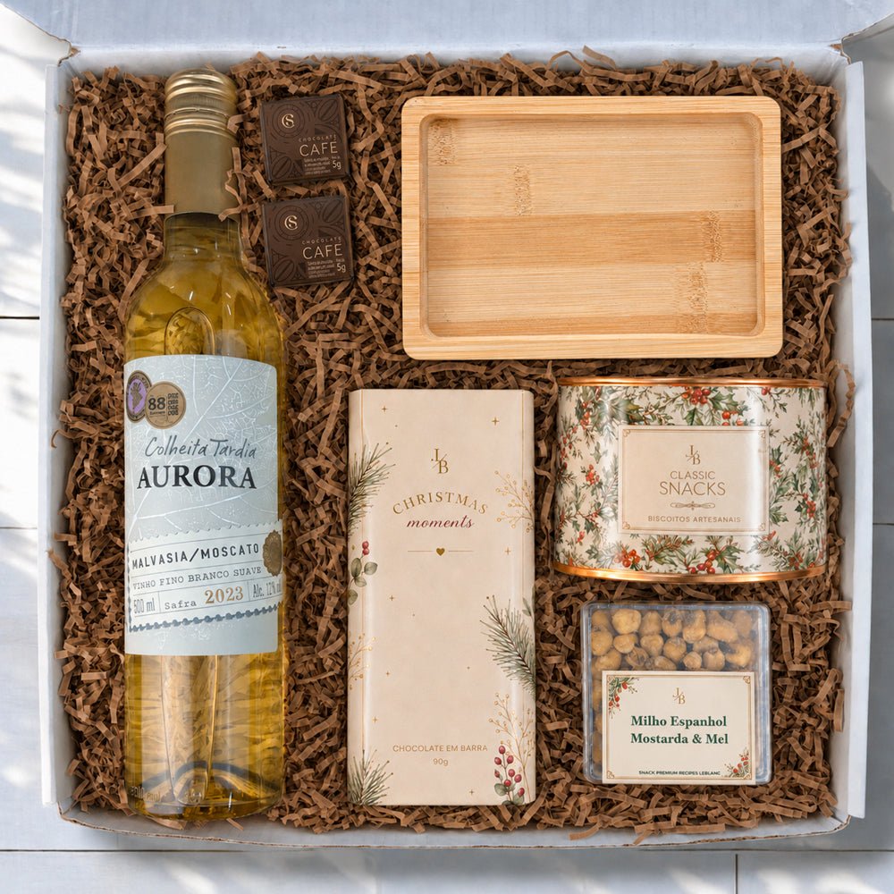 Kit Presente Corporativo Vinho Branco e Chocolate - LeBlank Corporativo