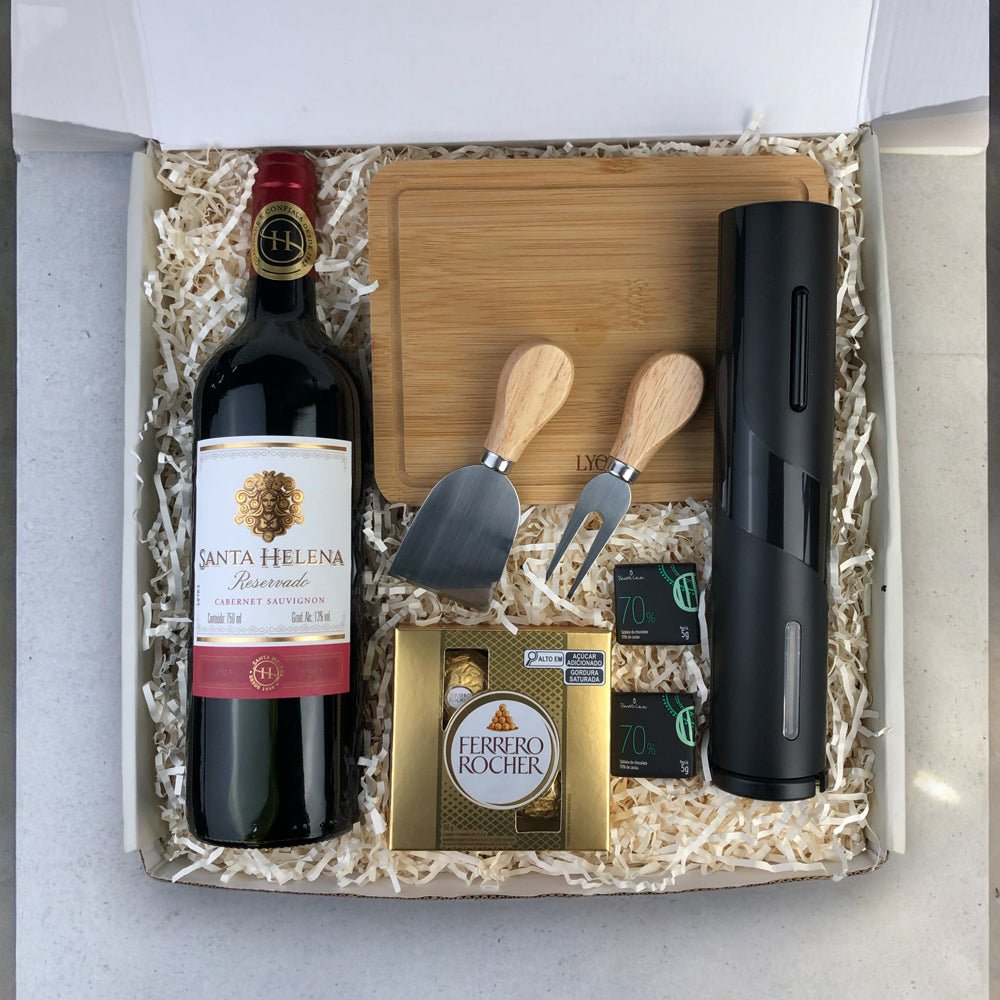 Kit Presente Corporativo Vinho com Abridor Eletrico - LeBlank Corporativo