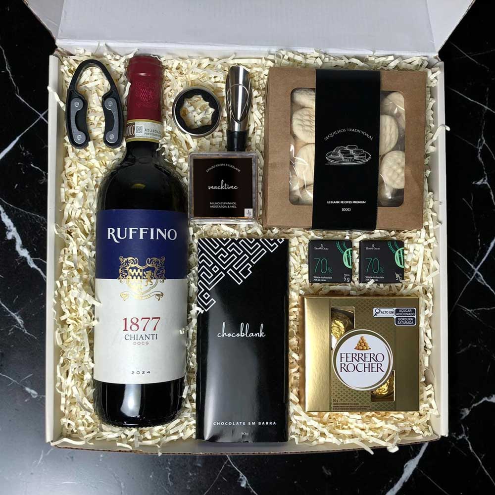 Kit Presente Corporativo Vinho Ruffino e ChocolateS - LeBlank Corporativo