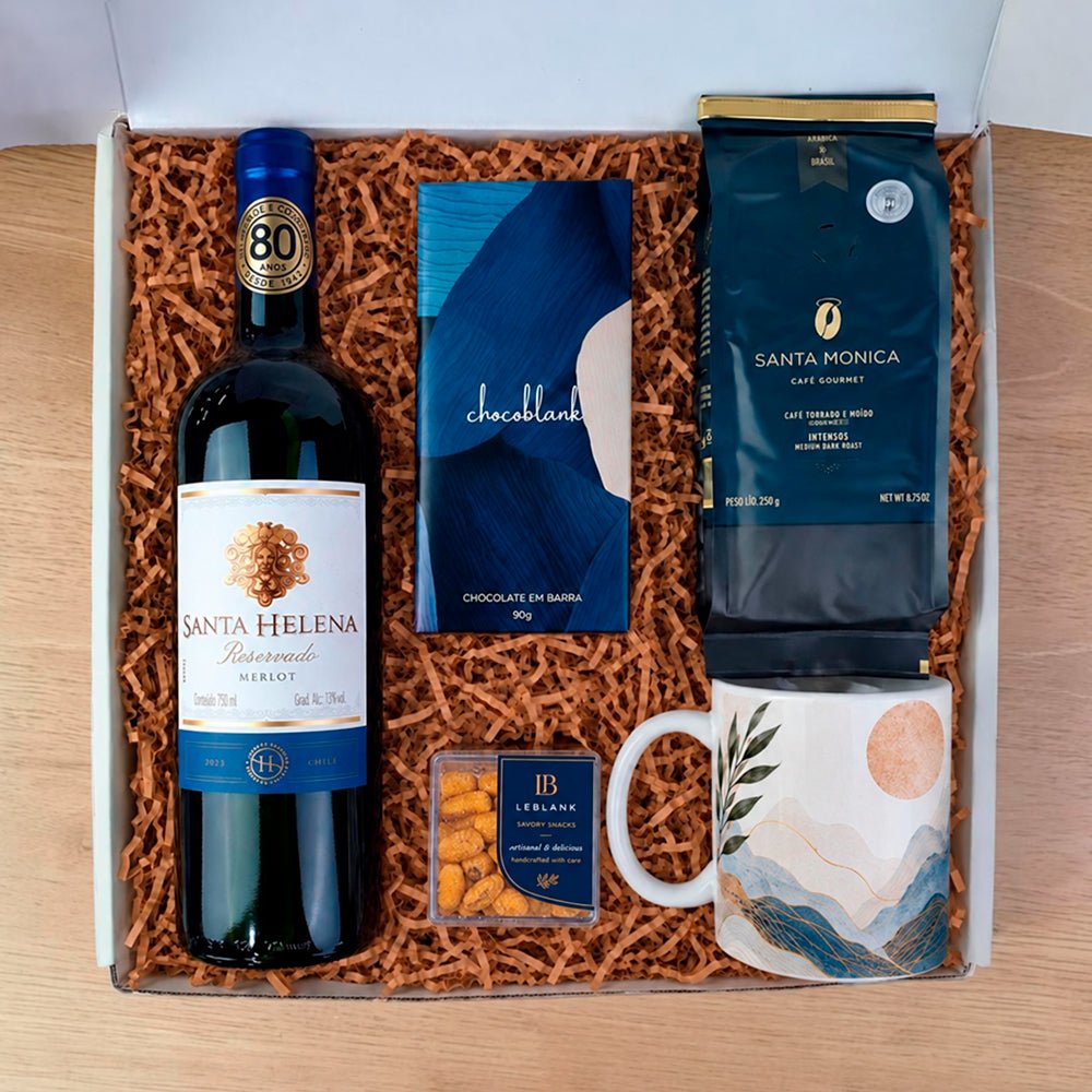 Kit Presente Corporativo Vinho Tinto com Caneca Personalizada - LeBlank Corporativo