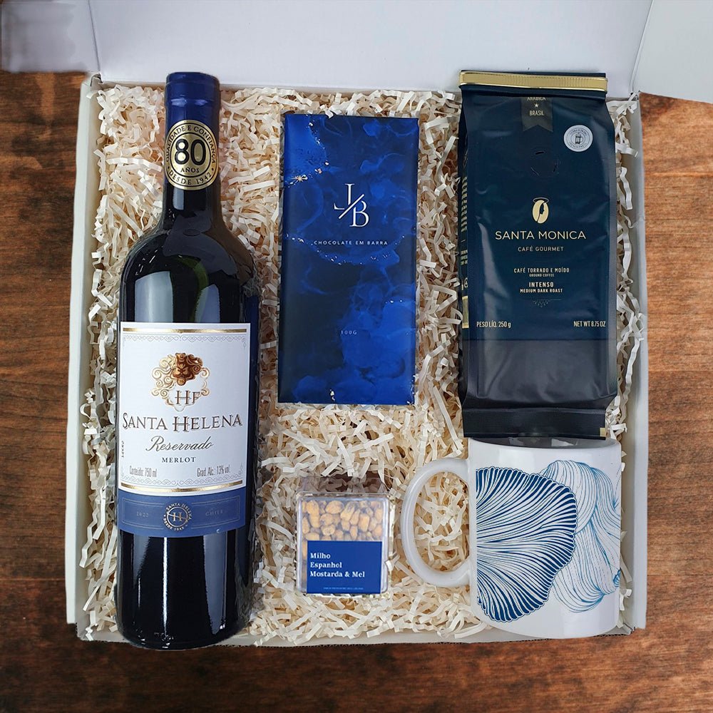 Kit Presente Corporativo Vinho Tinto com Caneca Personalizada - LeBlank Corporativo