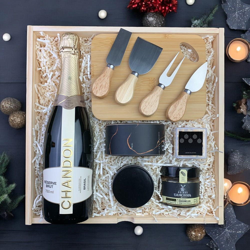 Kit Presente Corporativo Wood Chandon Brut Gourmet 2 - LeBlank Corporativo