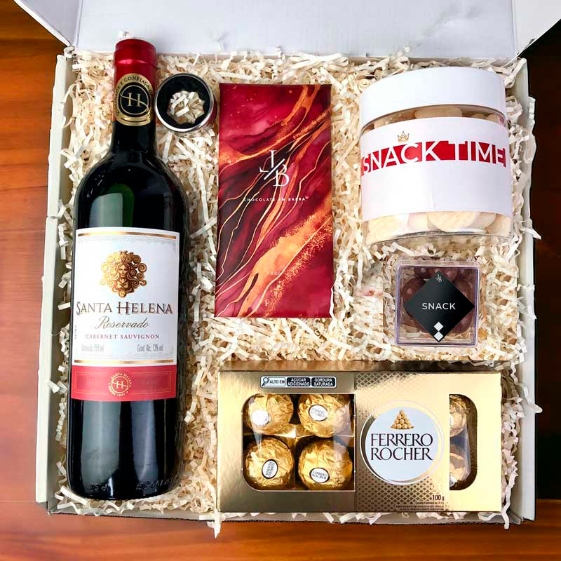 Presente Corporativo Kit Vinho Santa Helena Cabernet Sauvignon e Chocolate