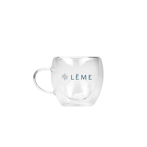 Xicara de vidro parede dupla 70ml - Personalizada - LeBlank Corporativo
